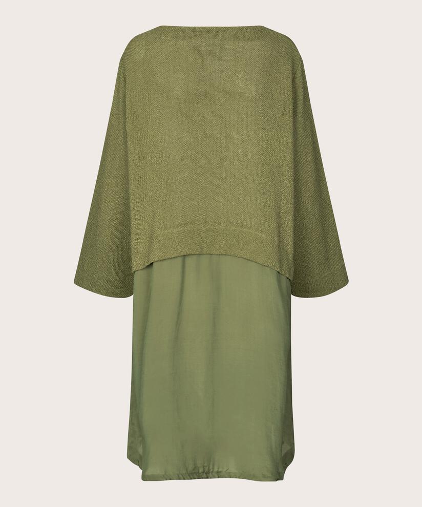 Robe avec corsage bouclé et jupe en viscose, Loden Green