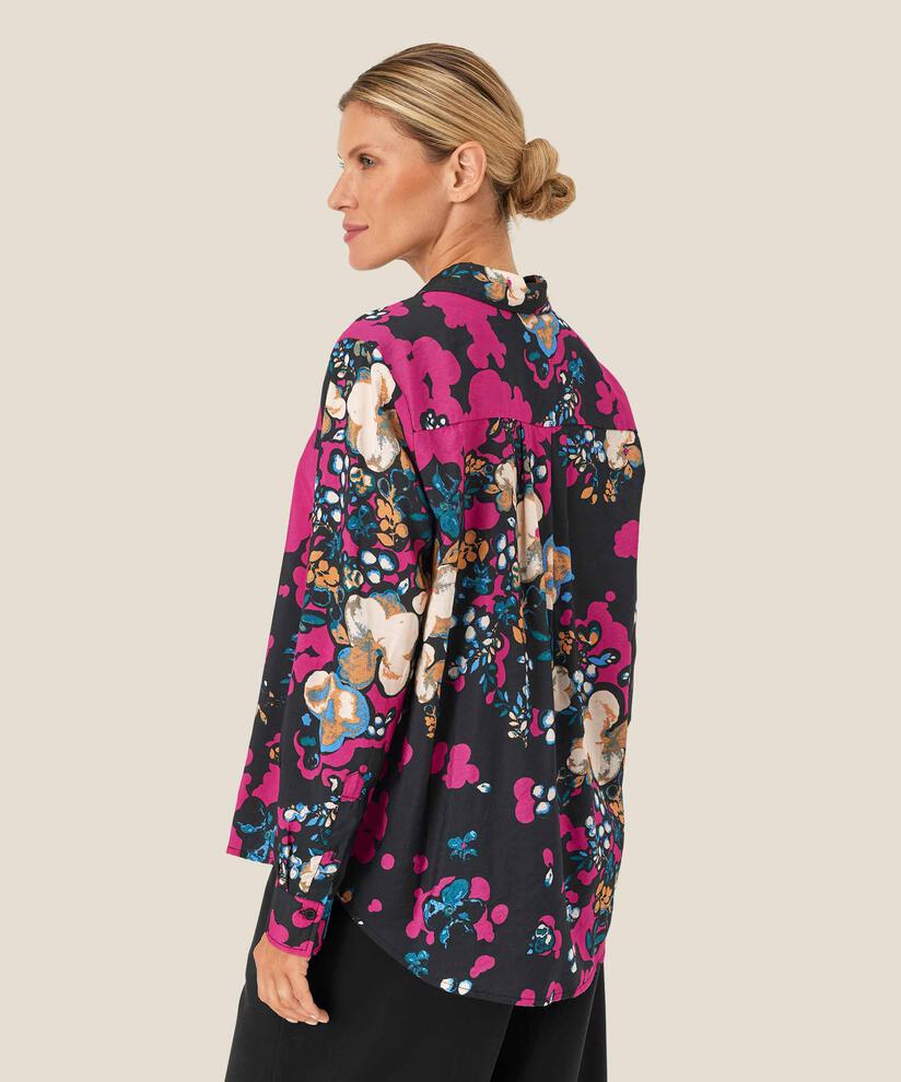 chemise en viscose imprimée avec plis au dos, Fuchsia Red