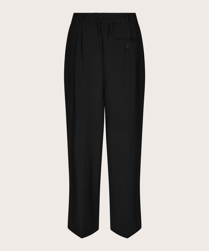 pantalon taille haute avec plis devant, Black