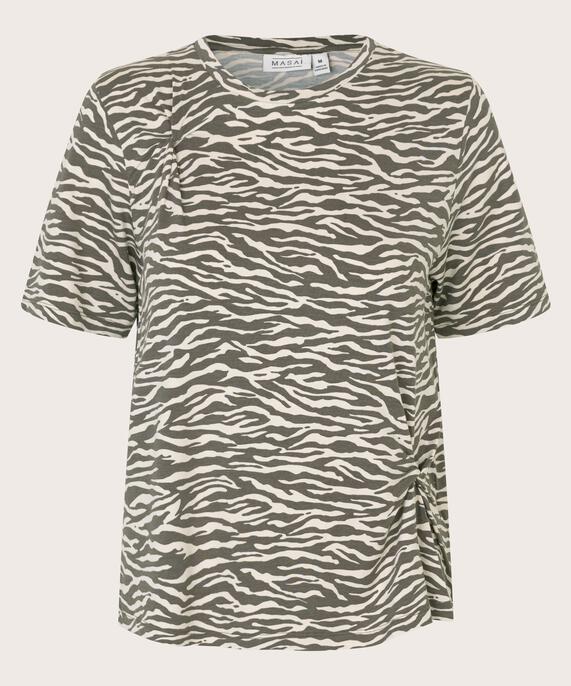 T-shirt imprimé avec détails de nœuds, Raven