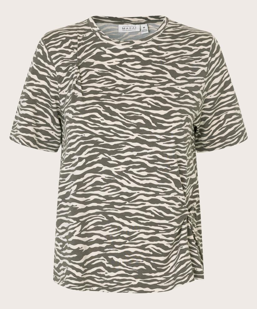 T-shirt imprimé avec détails de nœuds, Raven