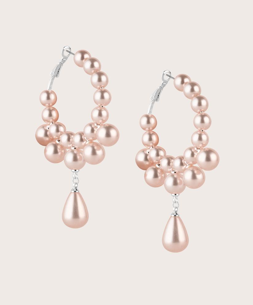 boucles d'oreilles créoles avec perles roses, Lotus