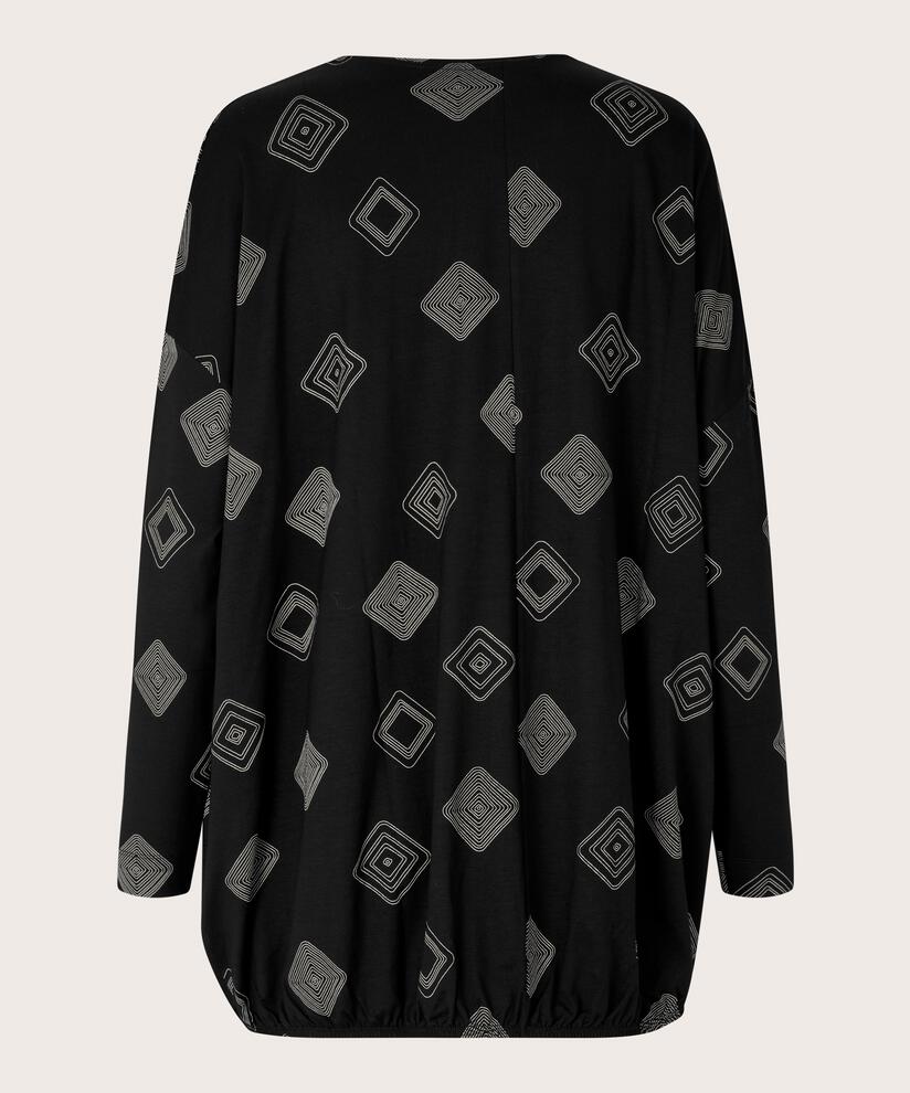 top en jersey imprimé avec ourlet élastiqué, Black