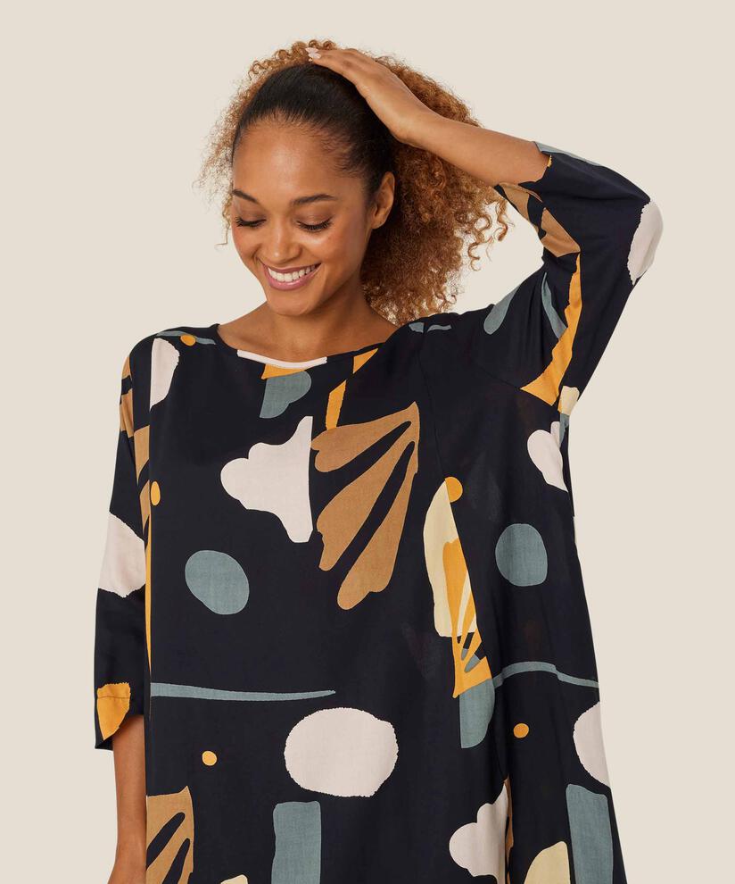 Robe En Viscose Avec Un Bouton Au Cou, Butterscotch