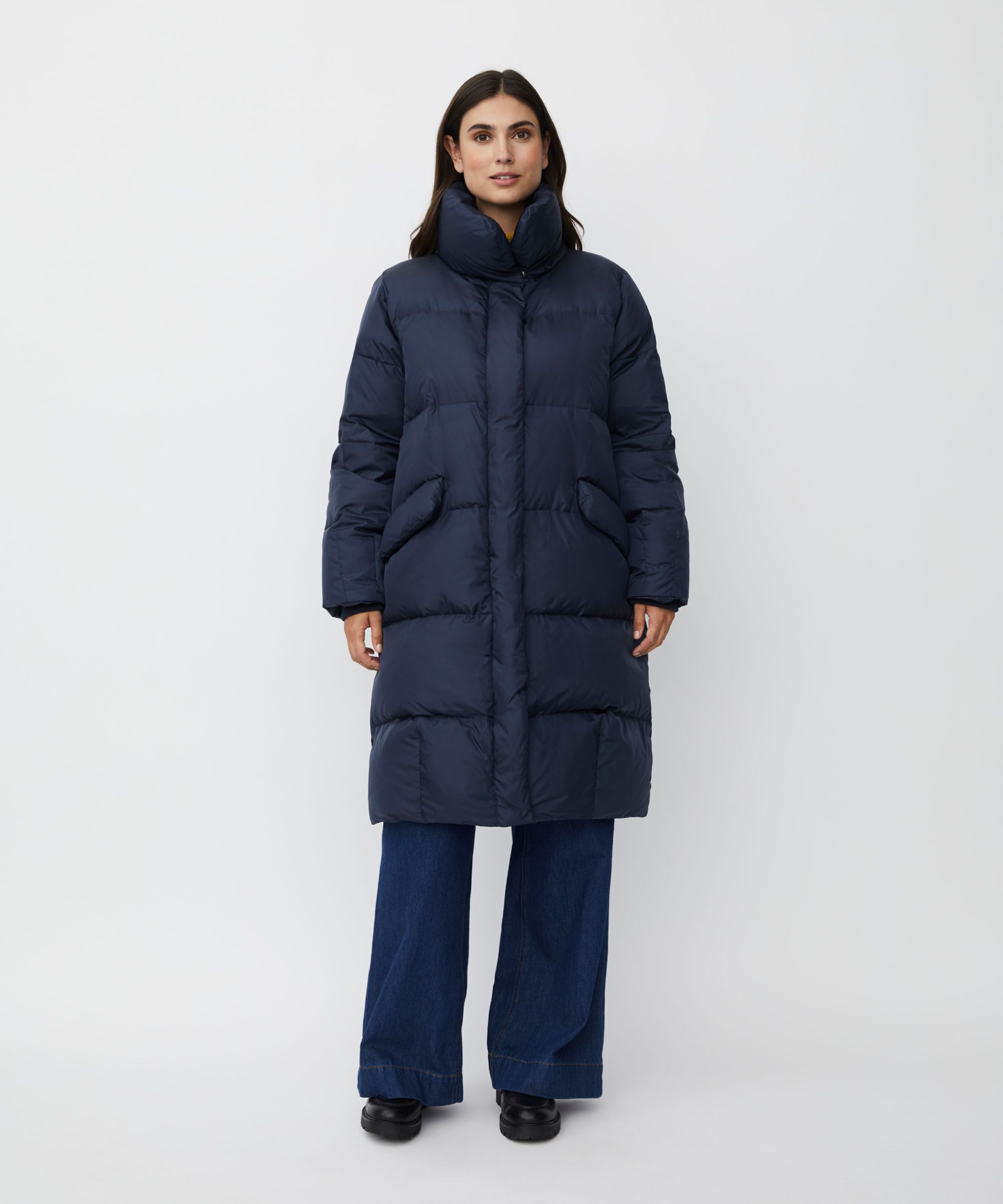 manteau en duvet à col montant, Mood Indigo