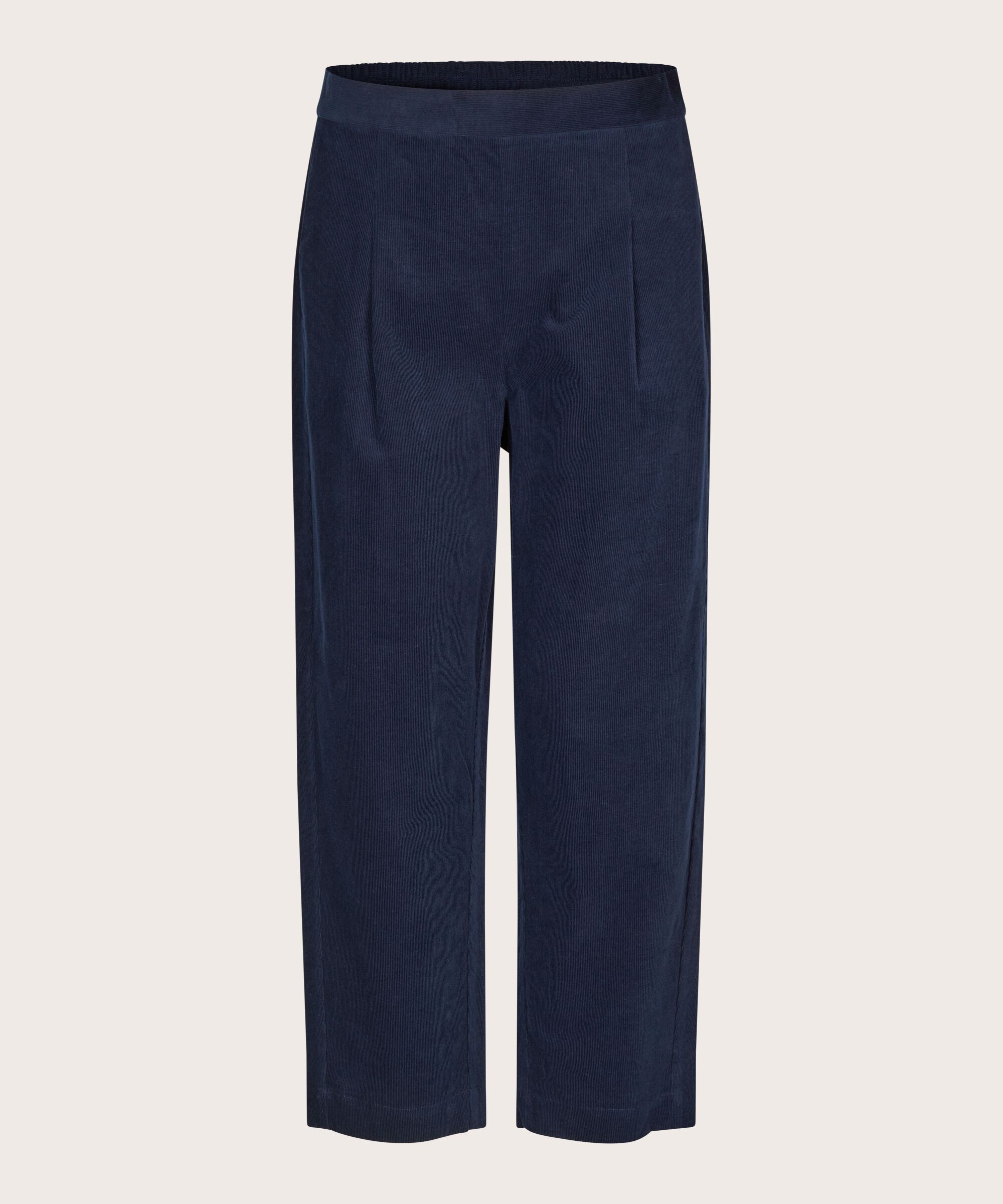 pantalon en velours côtelé avec plis devant, Maritime Blue