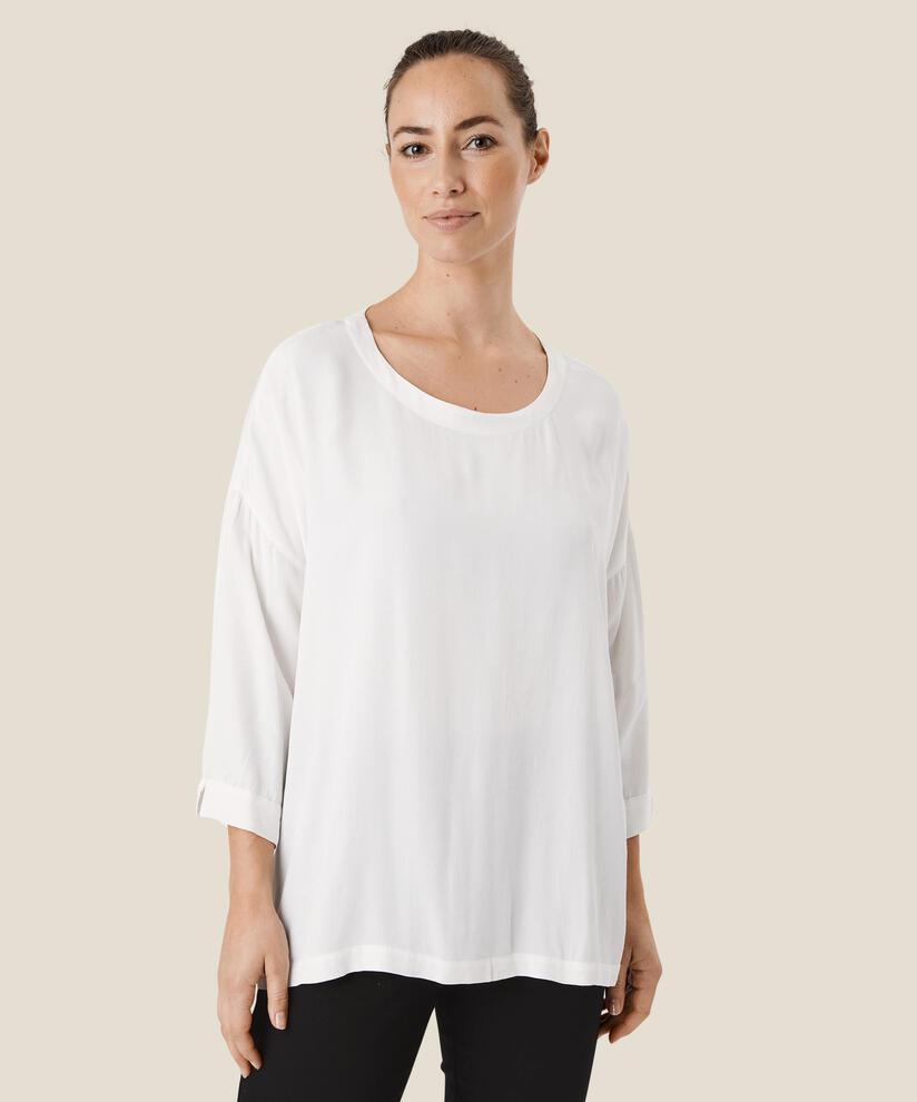 Blouse En Viscose À Manches 3/4, Cream
