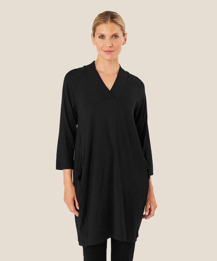 Tunique En Jersey À Manches 3/4, Black