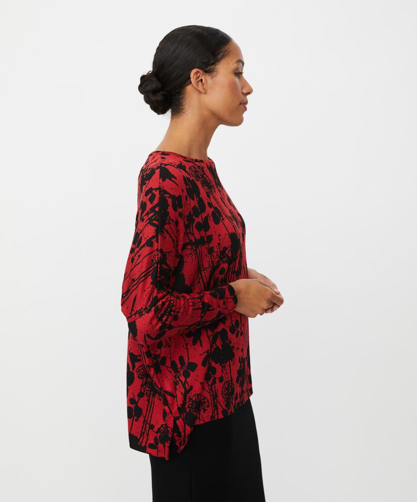 Top fleuri oversize à manches étroites, Scarlet Sage