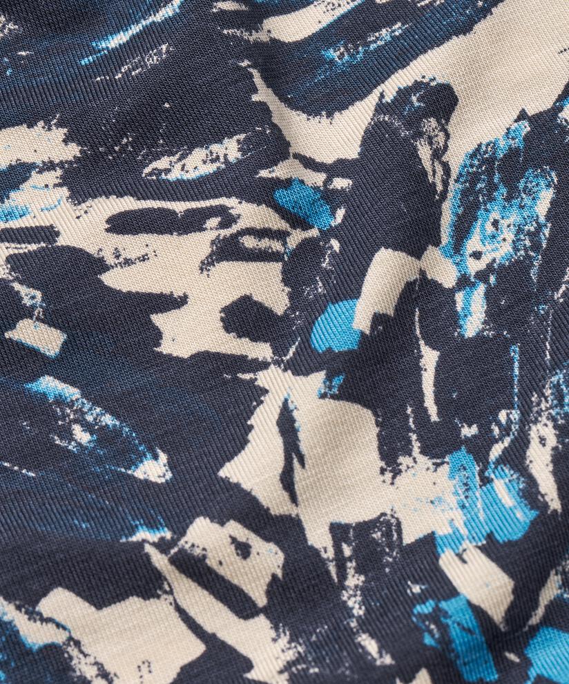 robe en jersey imprimé à col rond, Cendre Blue