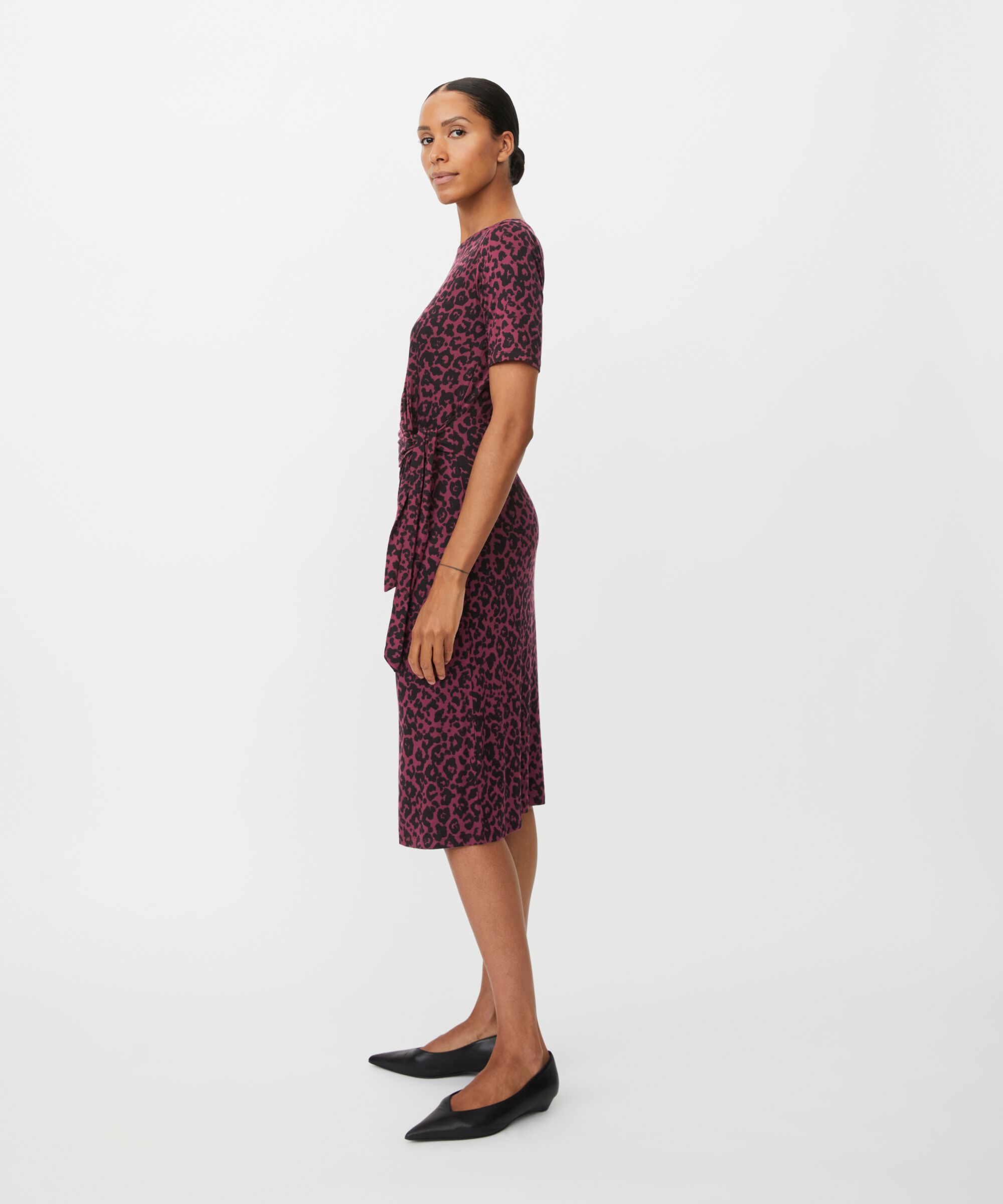 robe en jersey imprimé effet cache-cœur, Tawny Port