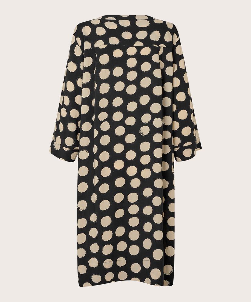 Robe en viscose imprimée avec col en V et poches fendues, Black