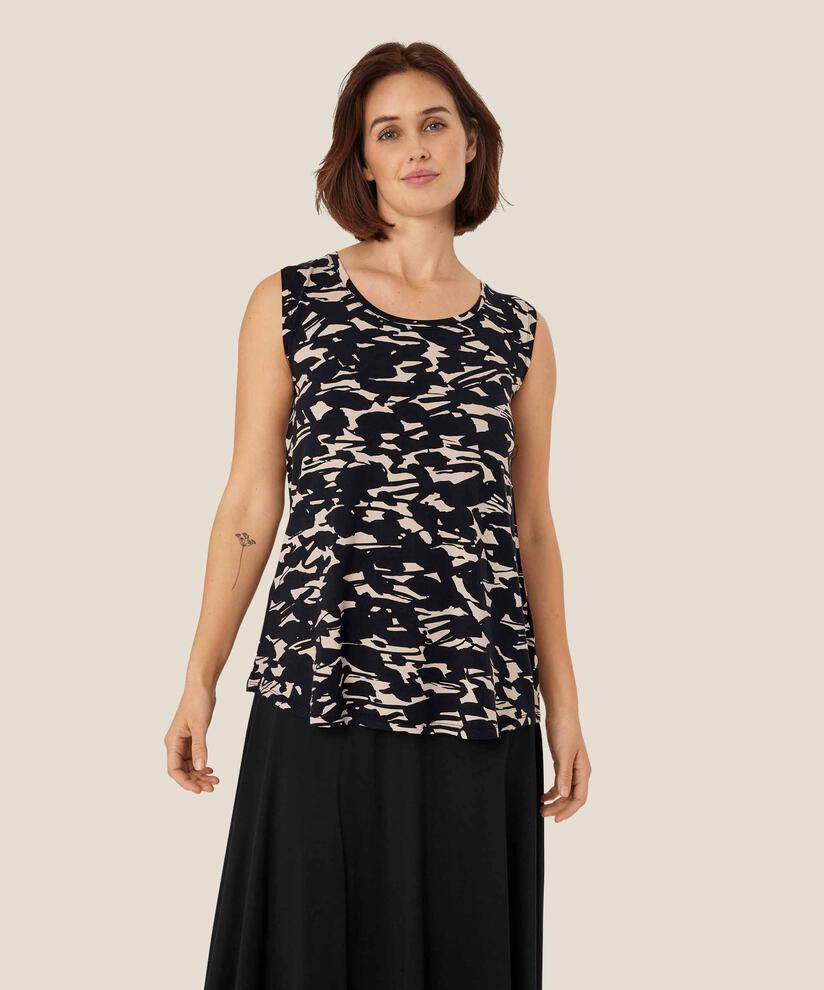 Top En Jersey Sans Manches À Col Rond, Black