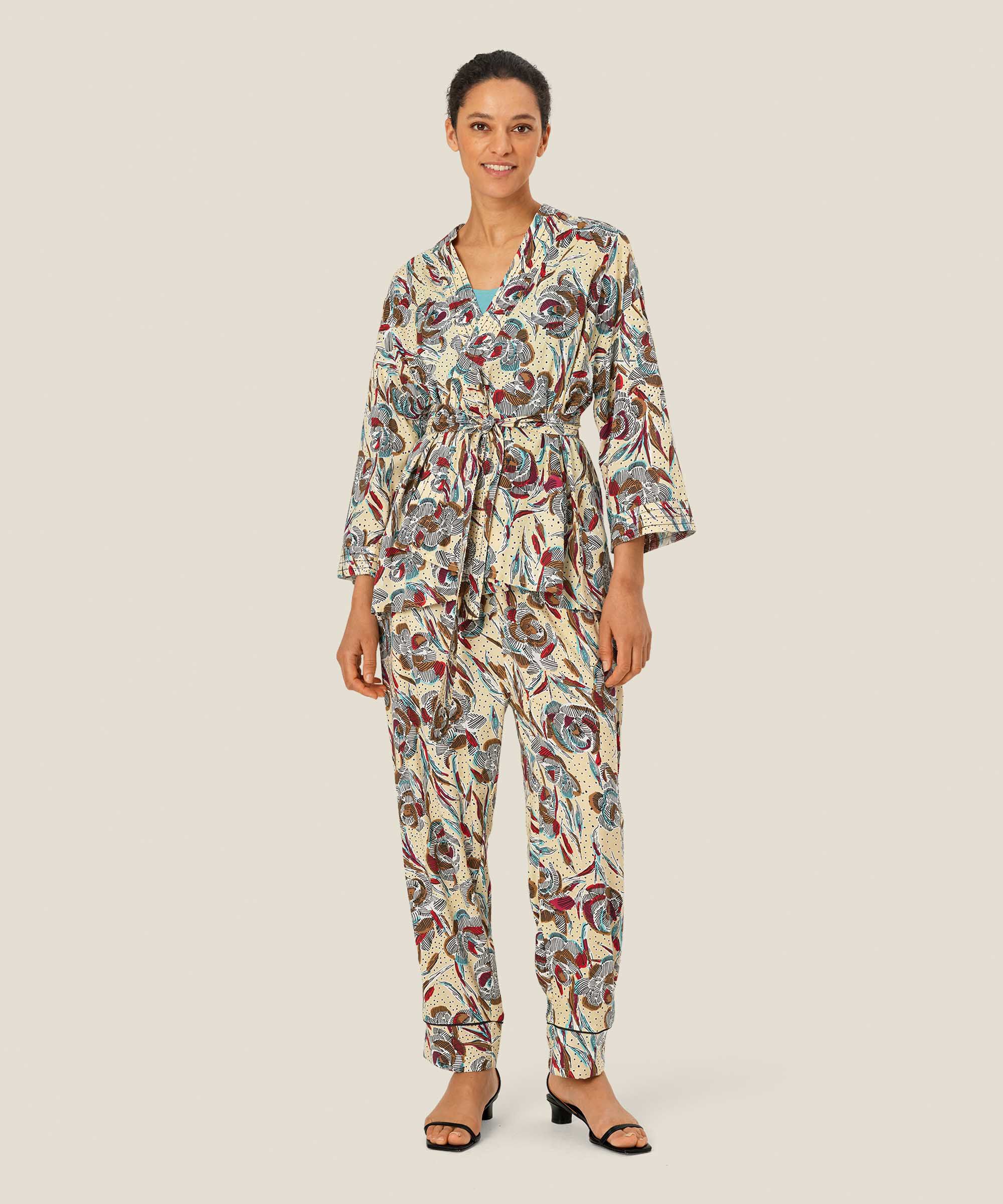 veste en viscose imprimée à manches 3/4 et ceinture, Soybean