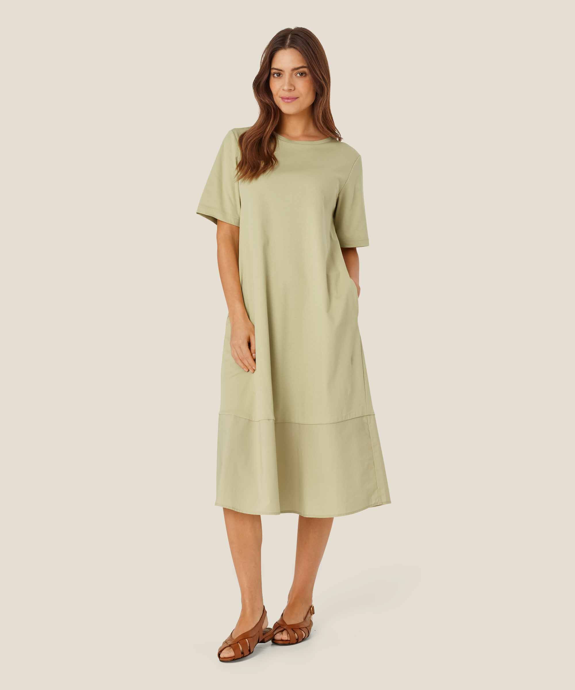 robe en mélange de jersey et popeline de coton, Bog