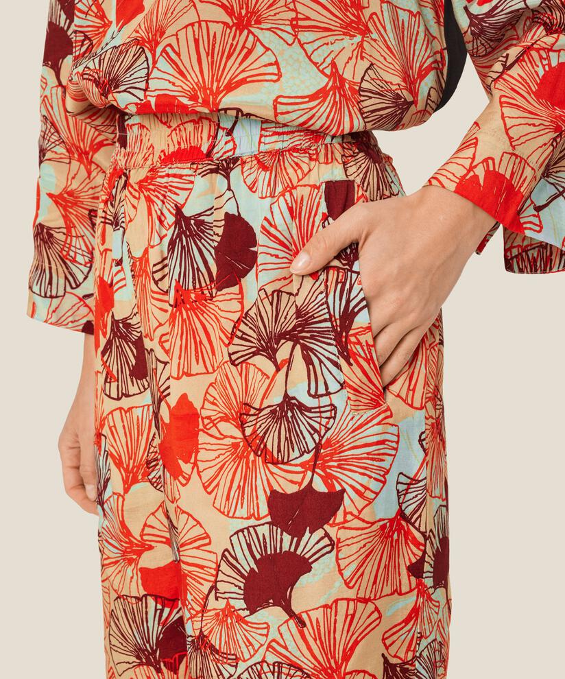 pantalon en viscose à motif avec taille élastiquée, Poinciana