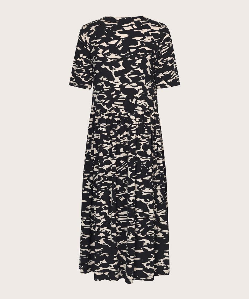 robe en jersey à motif avec poches fendues, Black