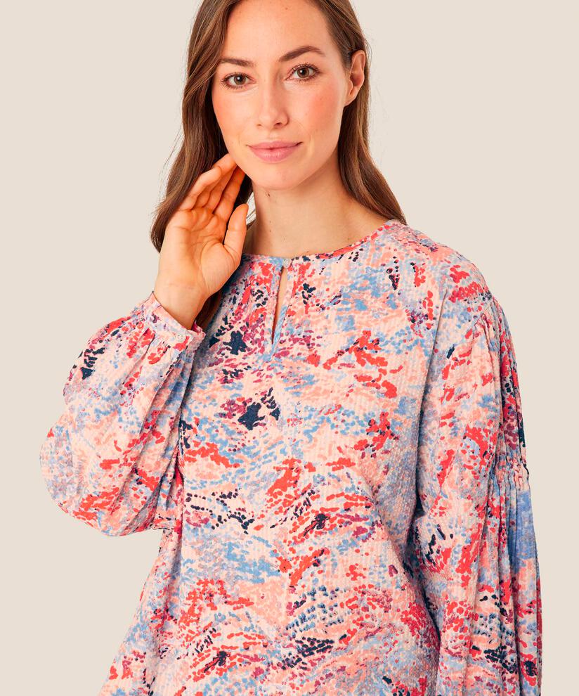 Blouse en coton avec détail boutonné au cou, Orange com