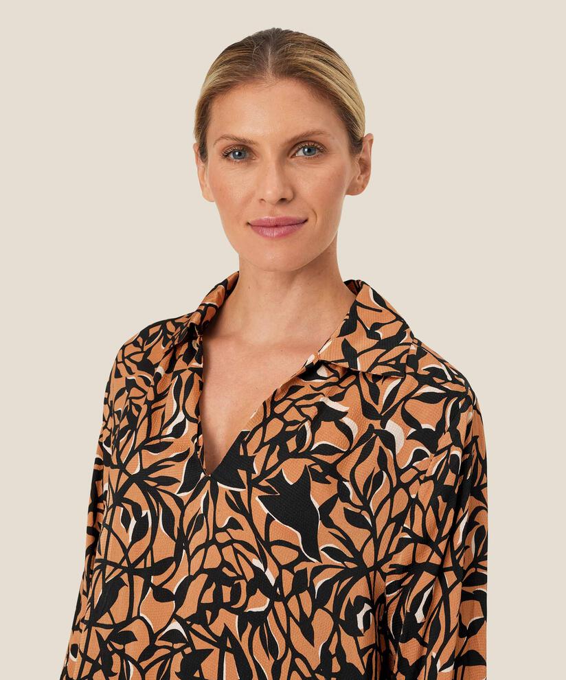 tunique en viscose imprimée à manches longues, Bisquit