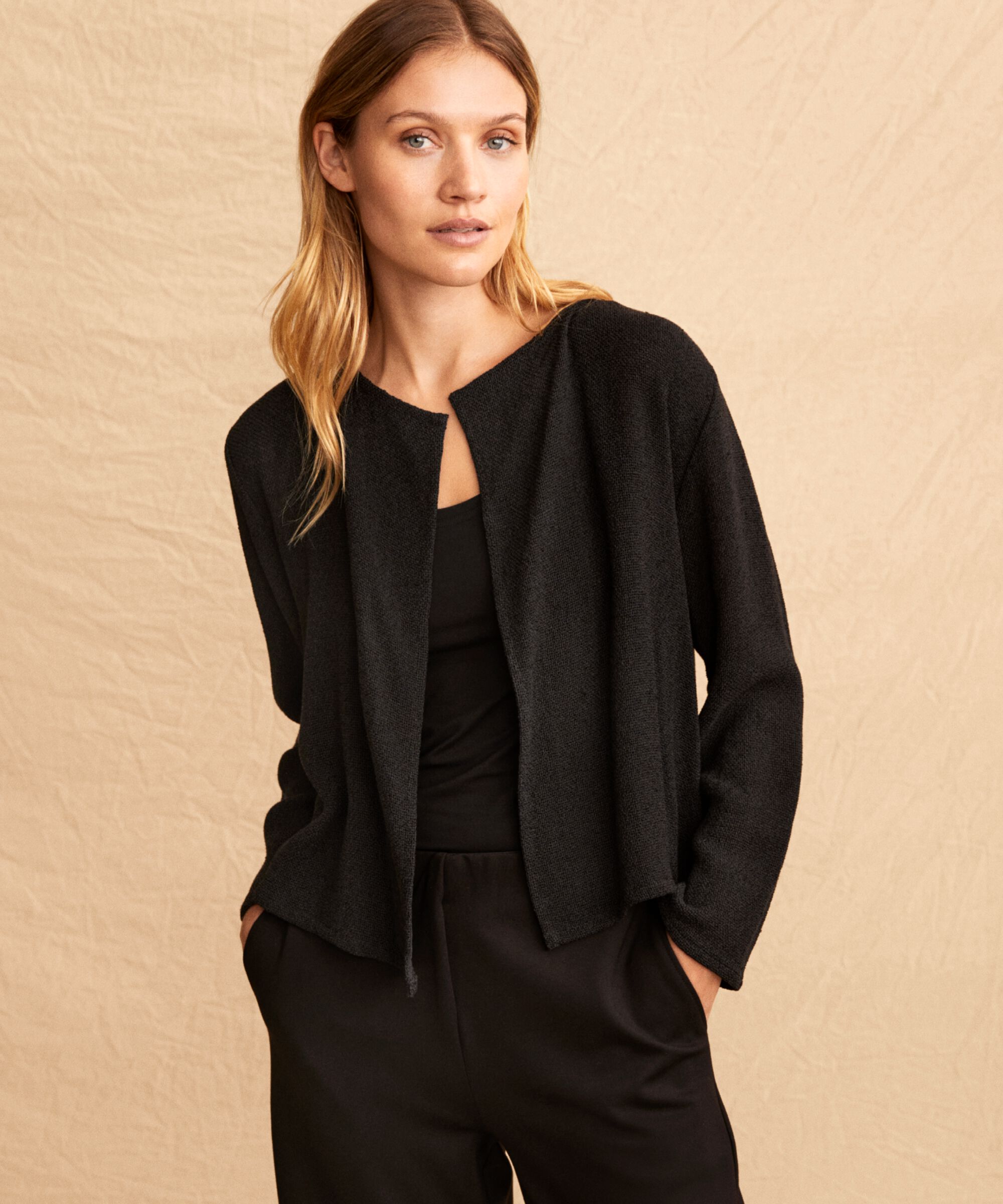 Veste Courte En Bouclé, Black