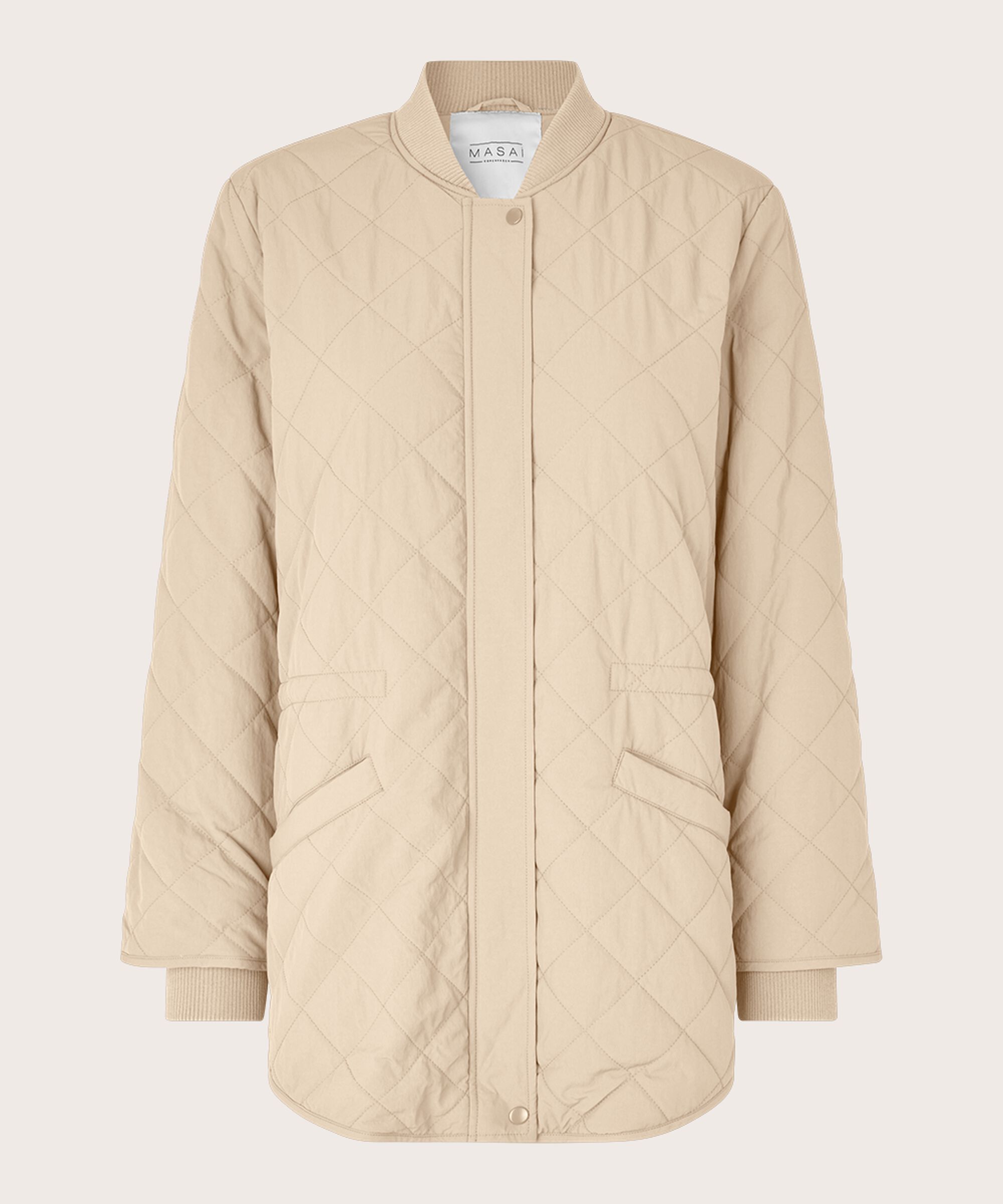 Veste matelassée avec détails côtelés et poches fendues, Oyster White