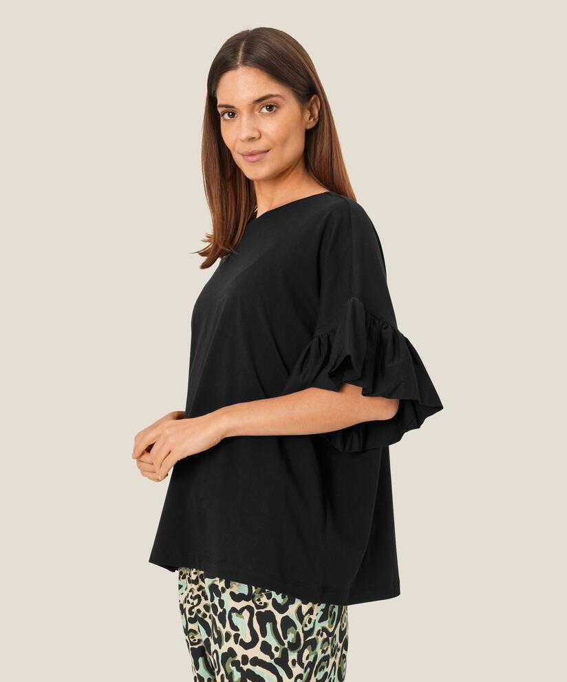 t-shirt à manches volantées, Black