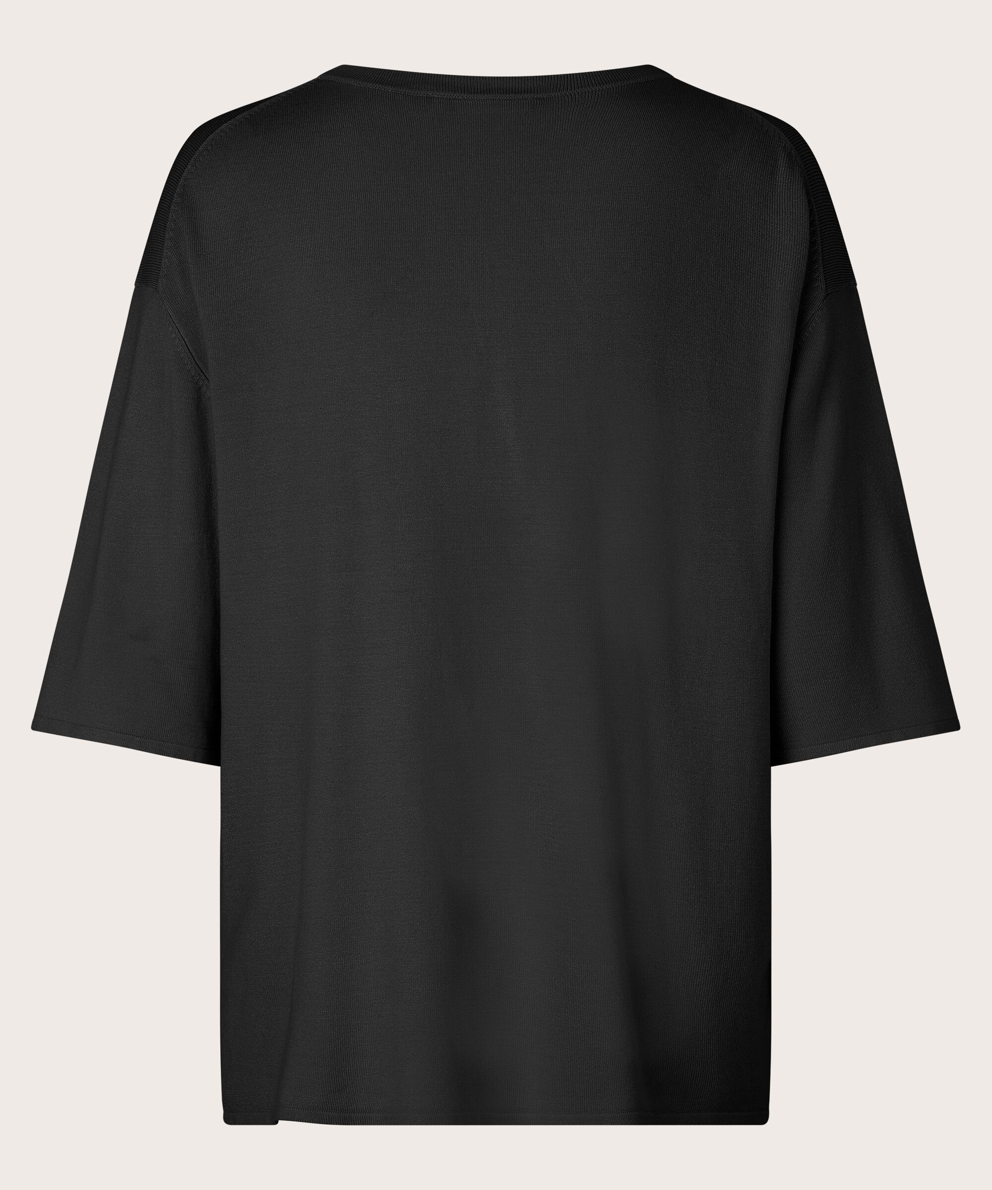 top en maille à manches courtes, Black