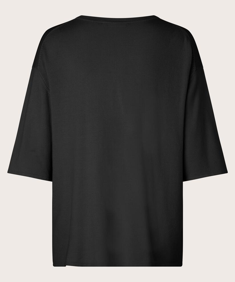 top en maille à manches courtes, Black