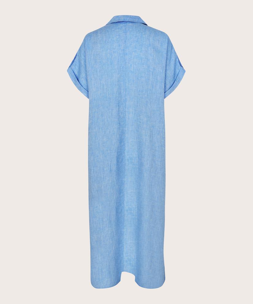 robe longue en lin avec col et fente latérale, Marina