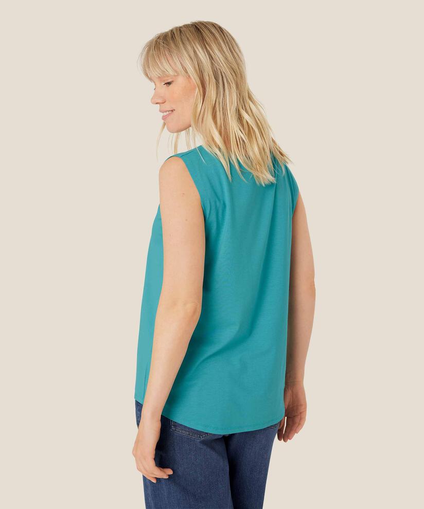 Top En Jersey Sans Manches À Col Rond, Teal
