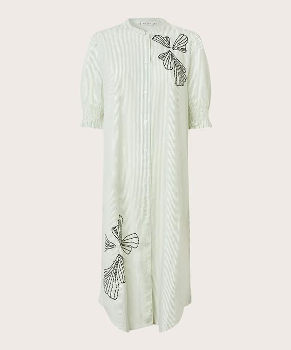 robe chemise en coton avec broderie, Frosty Green