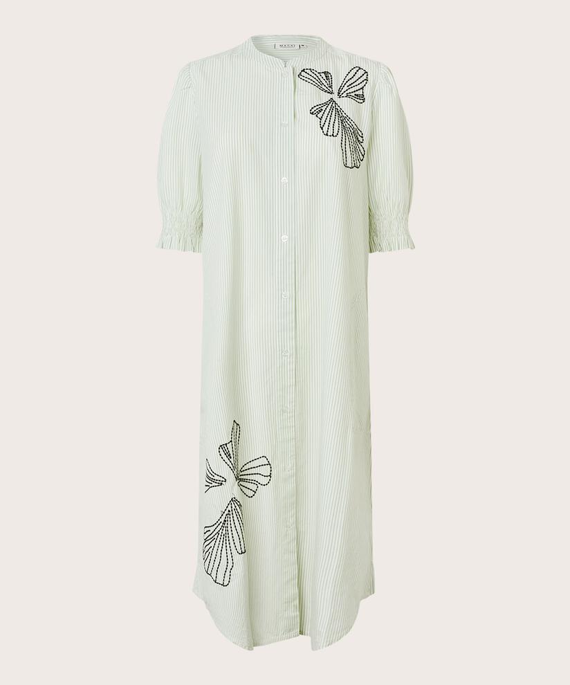 robe chemise en coton avec broderie, Frosty Green