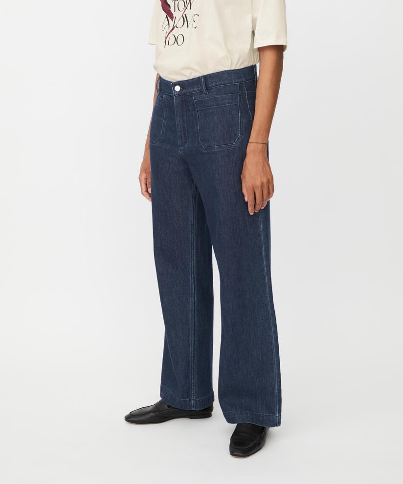 pantalon en denim souple avec paillettes, Dark Denim