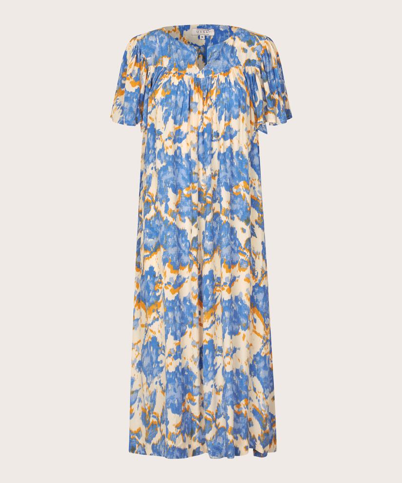 robe en viscose à motifs avec beaucoup de plis, Nebulas Blue