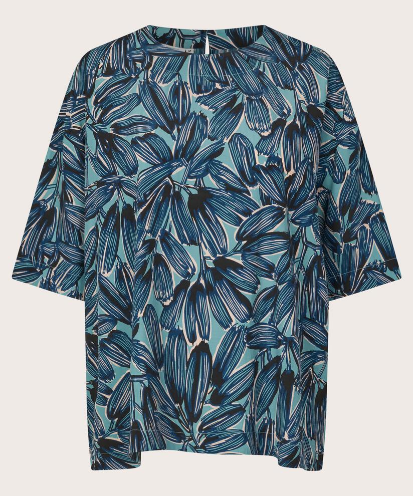blouse en viscose avec bouton au cou, Teal