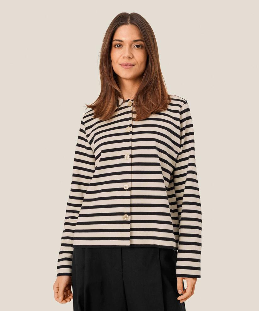 Veste chemise en jersey rayé, Black