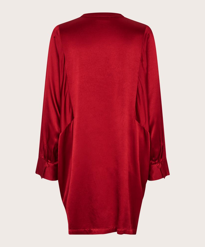 Tunique en satin de viscose avec décolleté en V profond, Red Dahlia