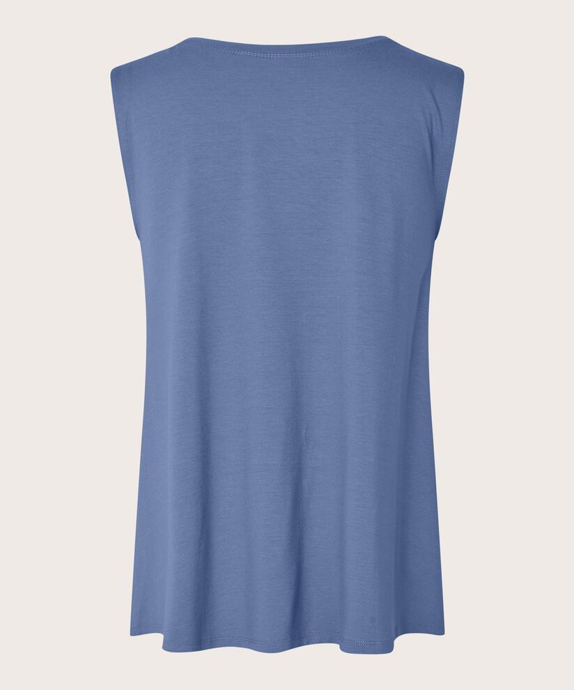 Top En Jersey Sans Manches À Col Rond, Bijou Blue