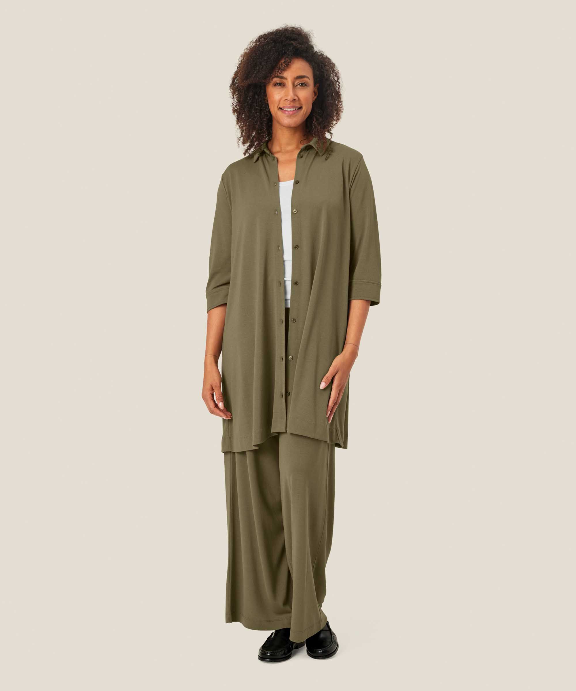 pantalon en jersey avec taille élastique, D. Lichen Green