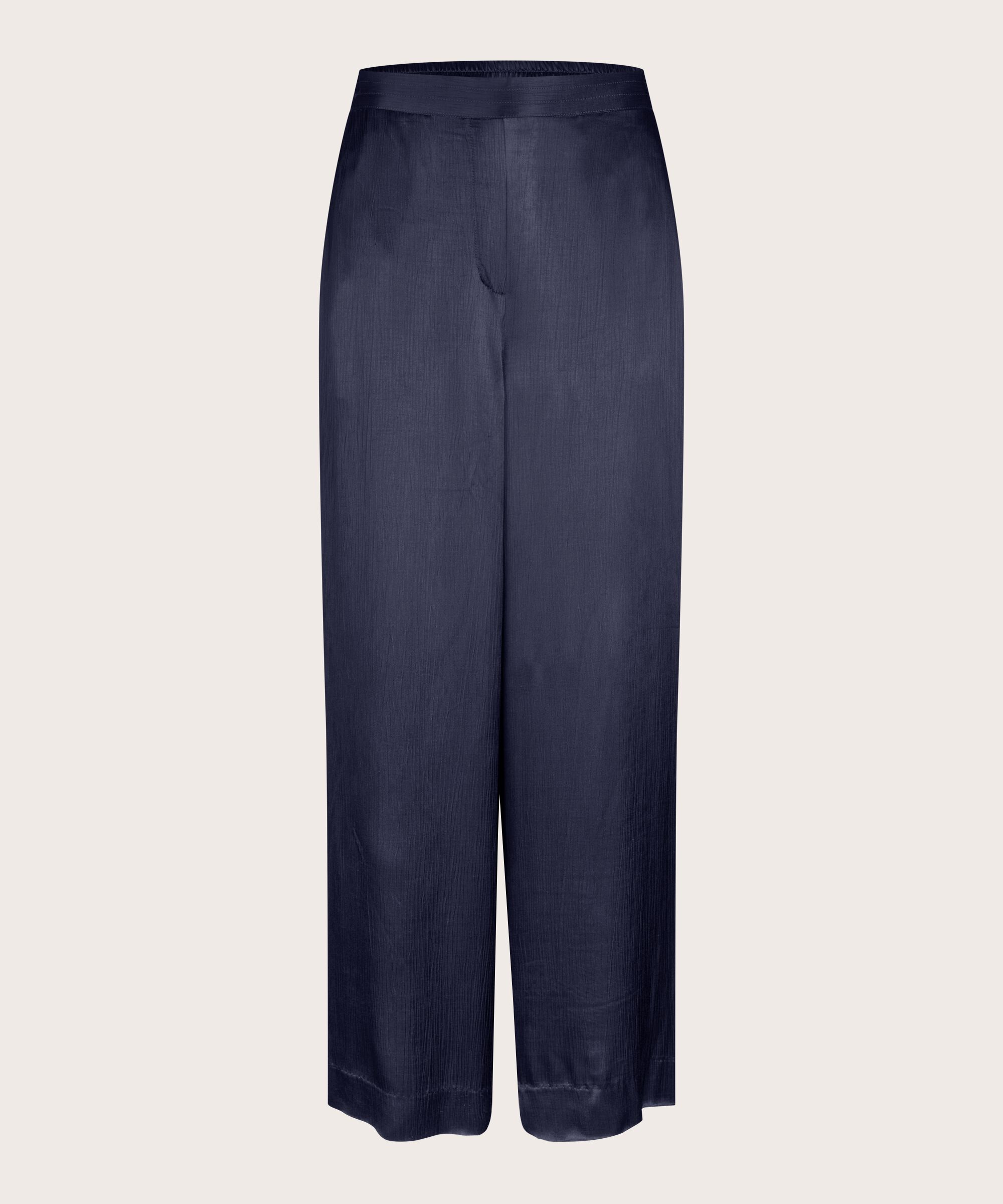 pantalon en viscose brillante avec surface côtelée, Navy Blazer