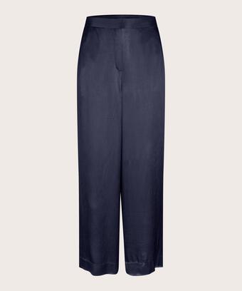 pantalon en viscose brillante avec surface côtelée, Navy Blazer