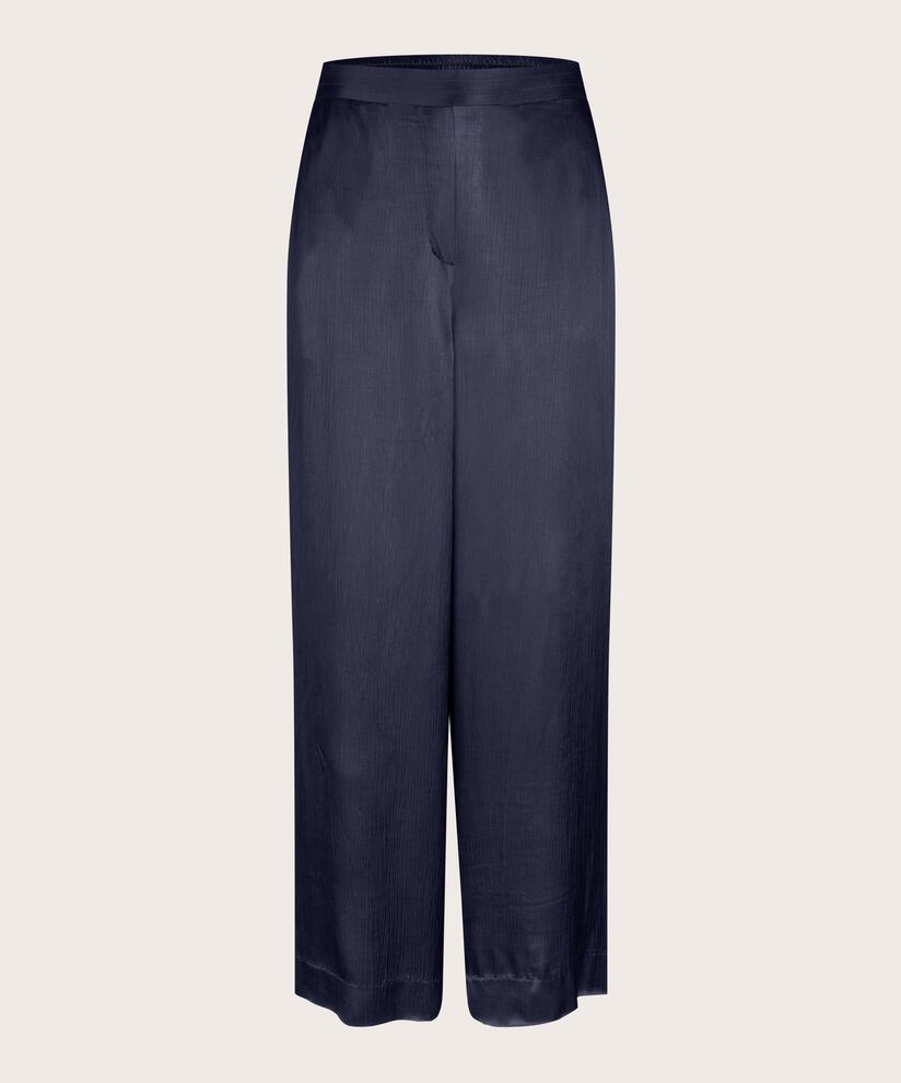 pantalon en viscose brillante avec surface côtelée, Navy Blazer