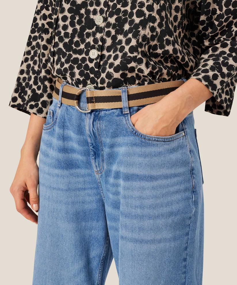 Ceinture en tissu rayé avec fermeture à boucle, Safari