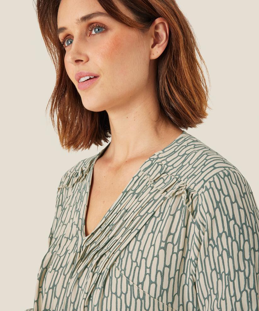 tunique en viscose avec col v et mollet, Balsam Green