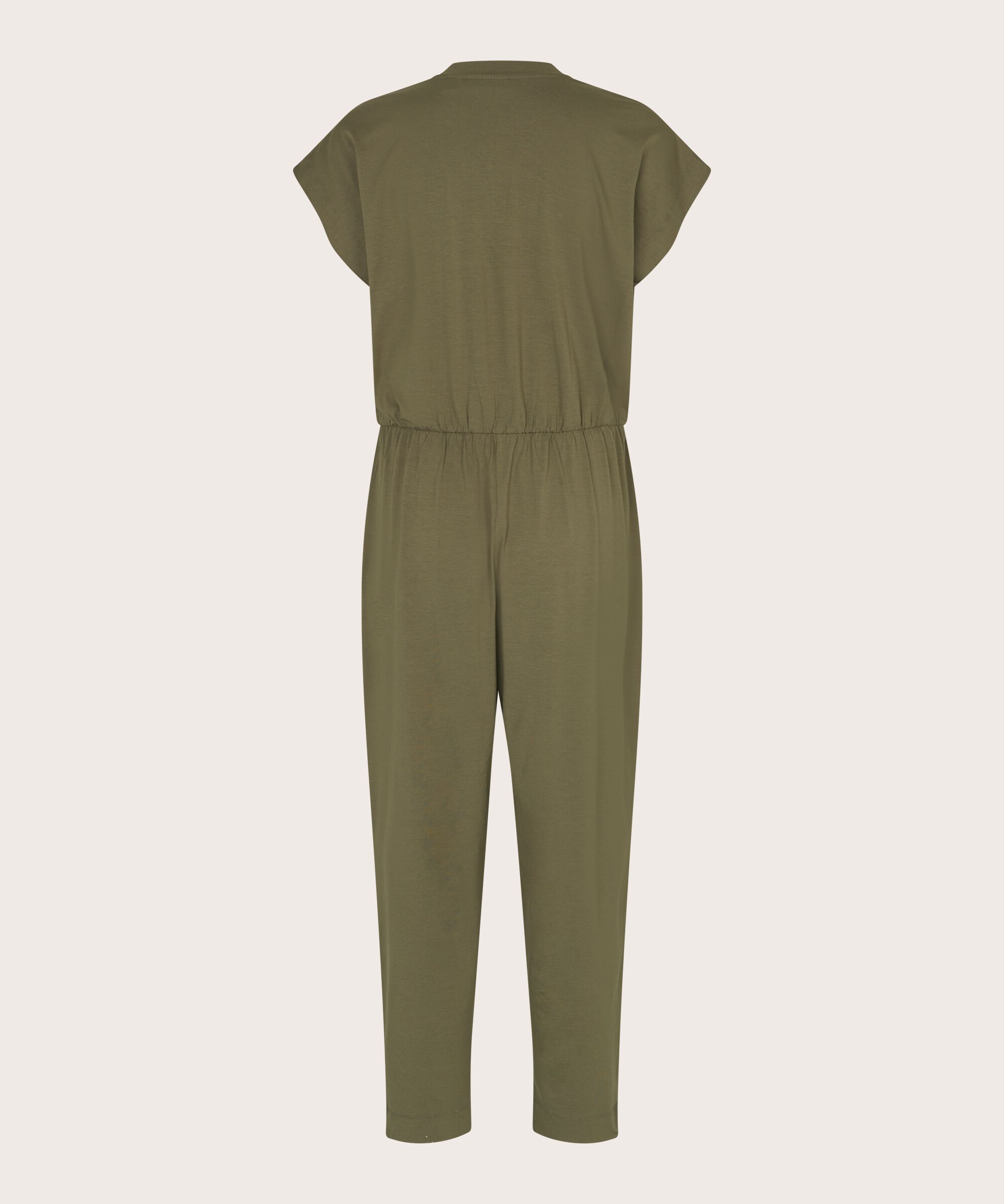 combinaison en jersey avec col en V et boutons, Dusky Green