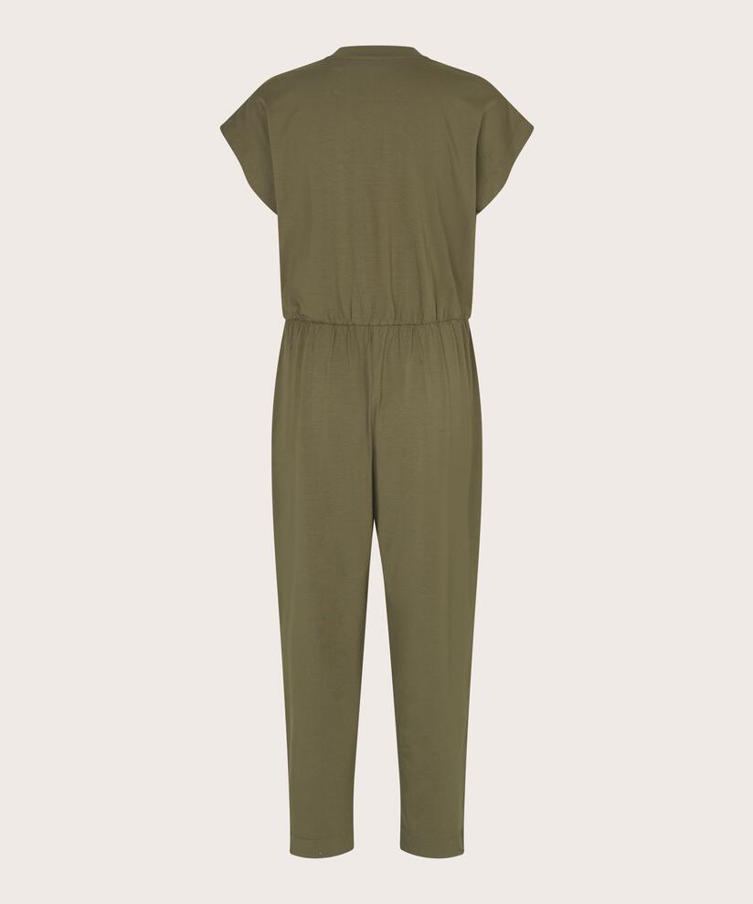 combinaison en jersey avec col en V et boutons, Dusky Green
