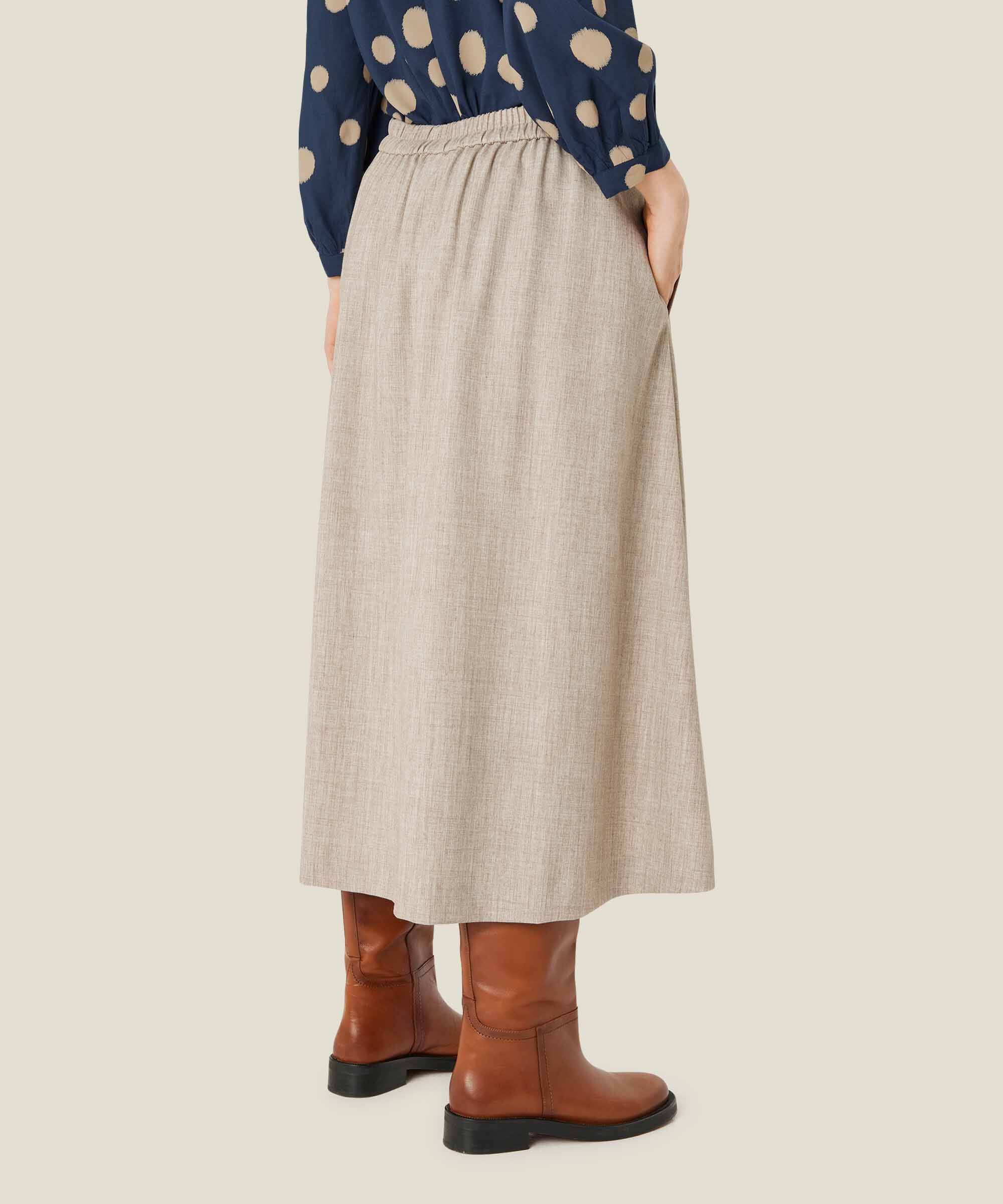 jupe avec plis et taille élastique, Beige melange