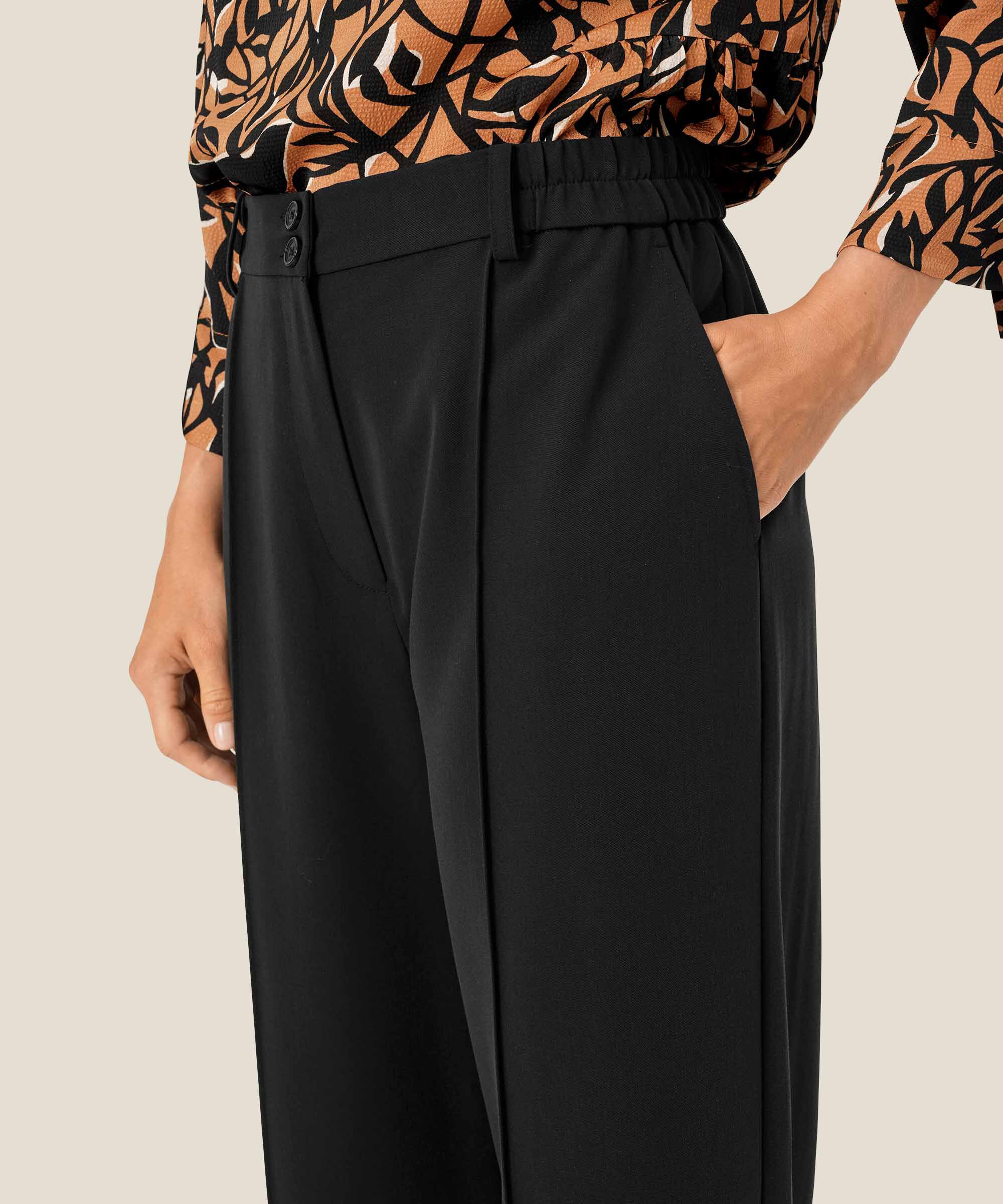 pantalon classique avec plis cousus, Black