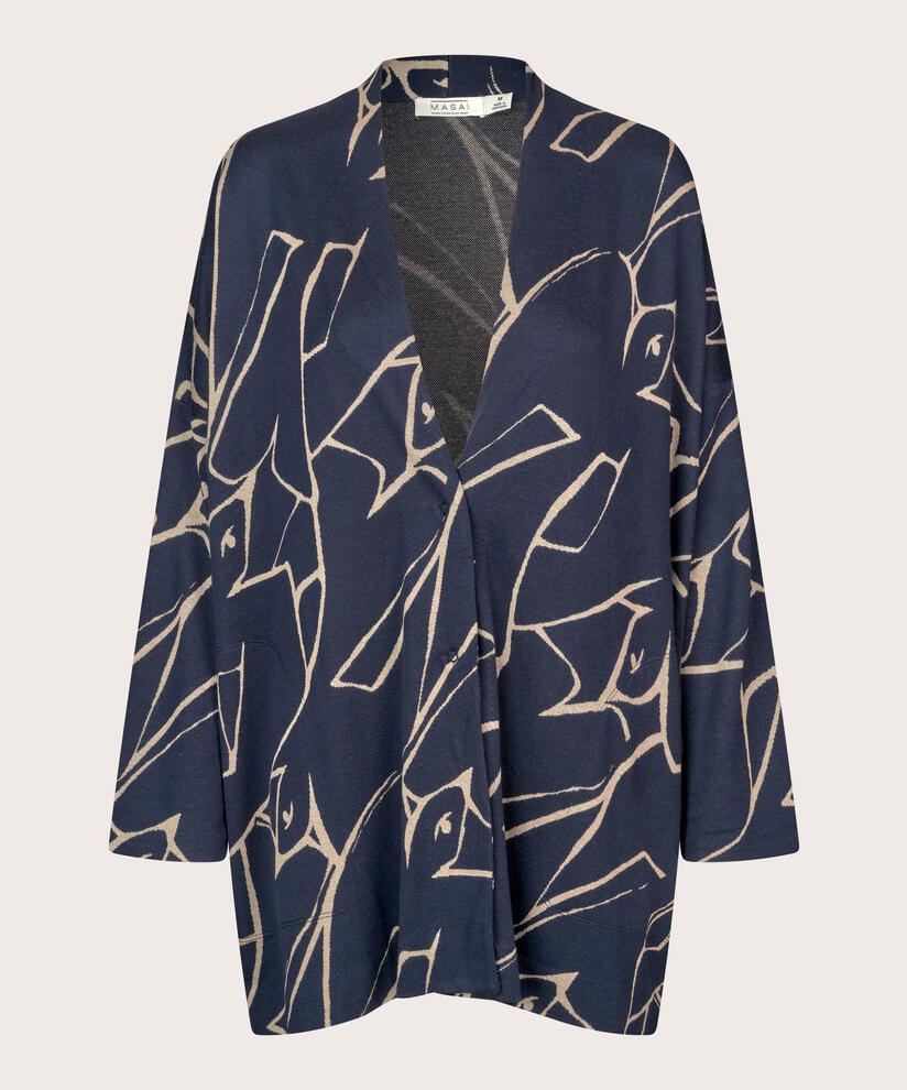 cardigan en jersey imprimé à manches étroites, Navy Blazer