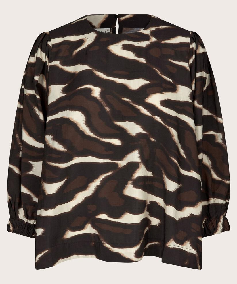 Blouse En Viscose À Col Rond, Coffee Bean